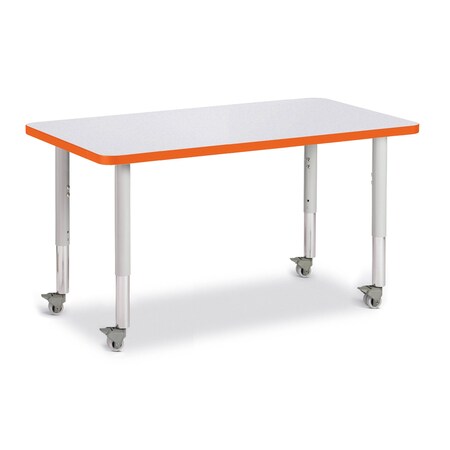 Jonti-Craft Berries Rectangle Activity Table, 24 in. x 36 in., Mobile, Freckled Gray/Orange/Gray 6478JCM114